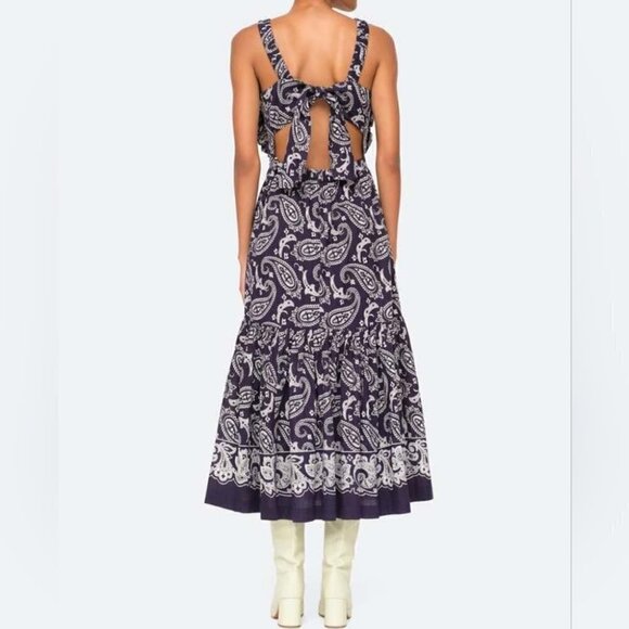 Nwt Sea Ny | Theodora Apron Dress In Blue Paisley - Picture 2 of 16